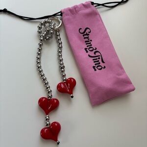 String Ting Big Love Heart Beaded Bag Charm/Keychain